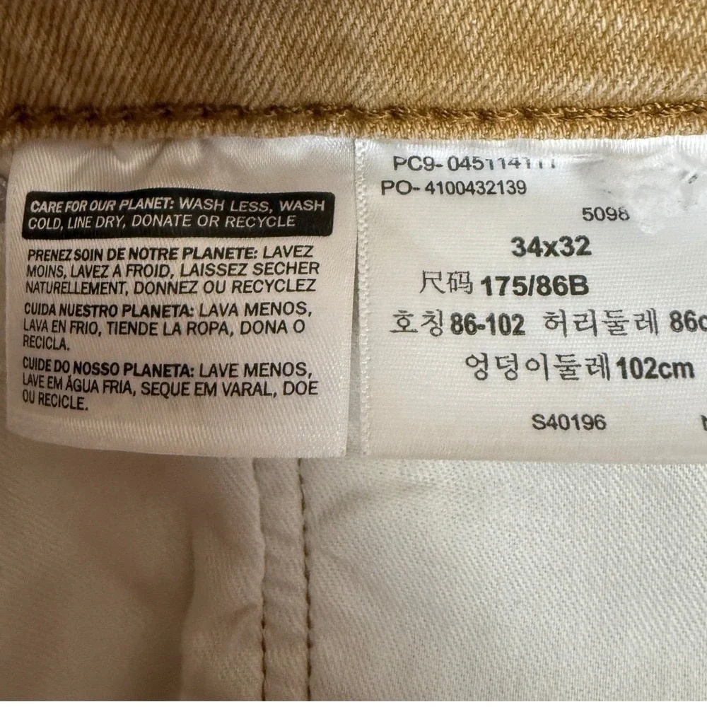 Levi's Tan 511 Slim Fit Jeans 34x32 Khaki Denim Streetwear Casual